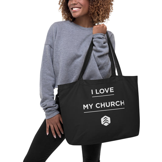 I Love My Church - Large organic tote bag - BLACK