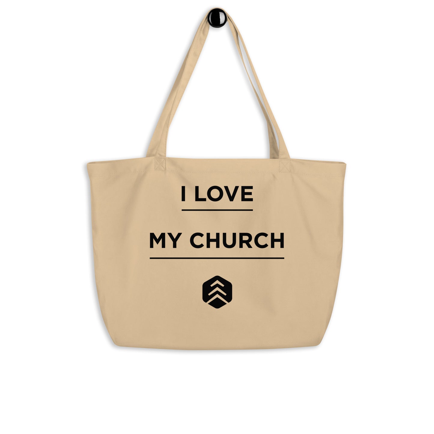 I Love My Church - Large organic tote bag - SAND