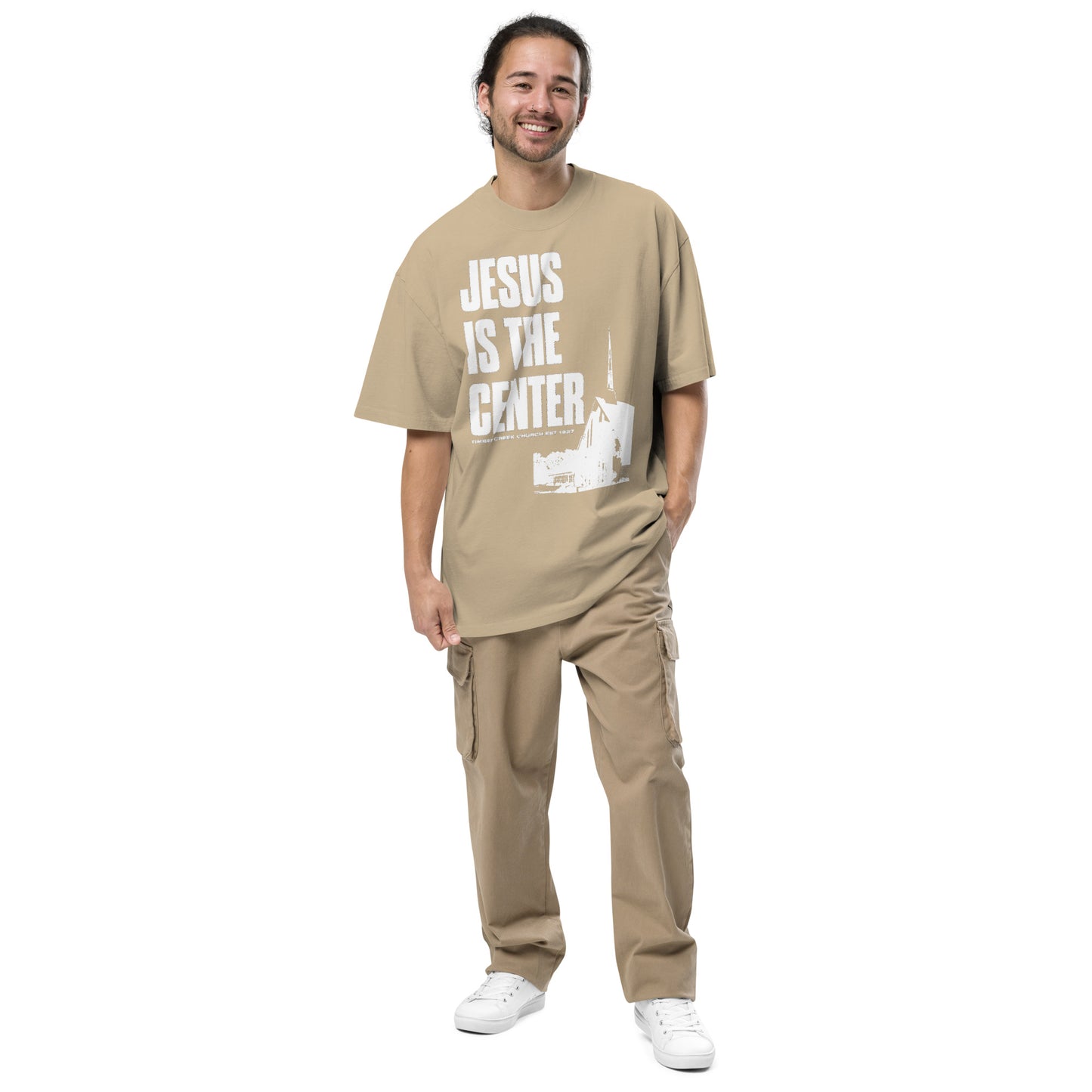 Jesus Is The Center - Oversized faded t-shirt